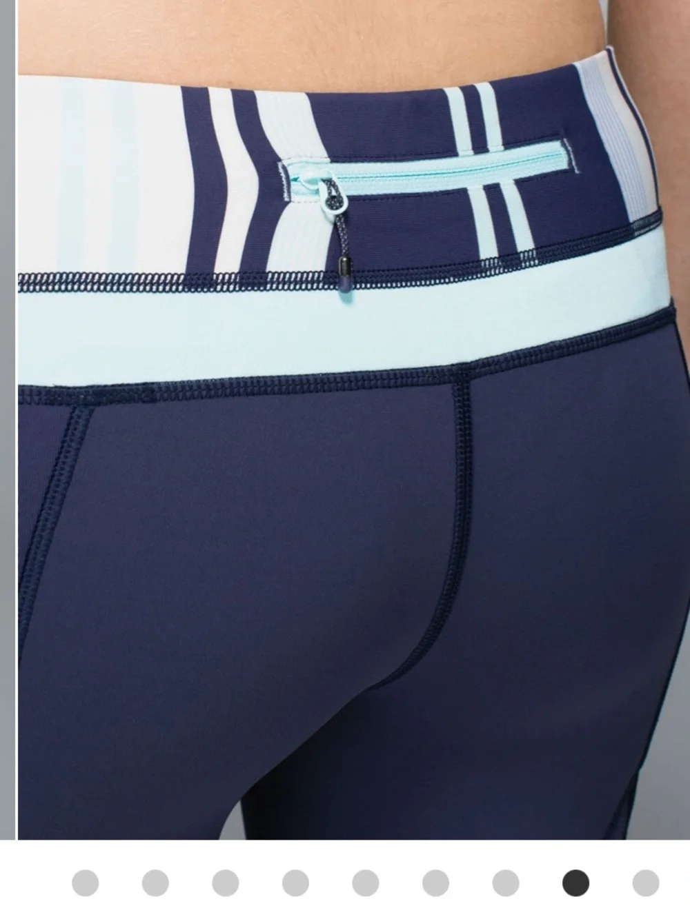 Lululemon Run A‎ Marathon Crop Blue & white stripe Leggings Low Rise size 6 Y2K